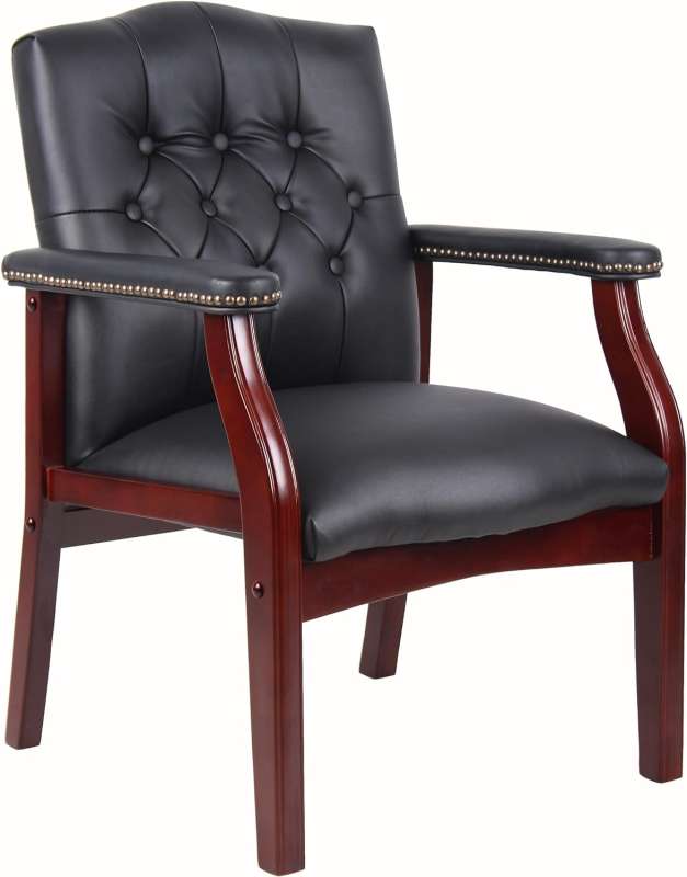 Boss Office Products Ivy League Executive Guest Chair, Vinyl, Black