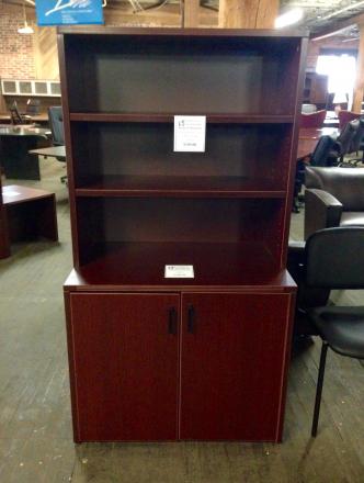 Cherryman Amber Series Open Storage Hutch with 2 Door Cabinet