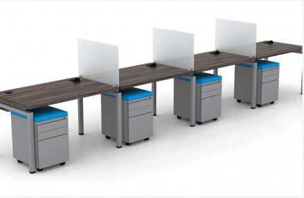 Clear Design Blade Series 4 Person Straight Pod Workstations